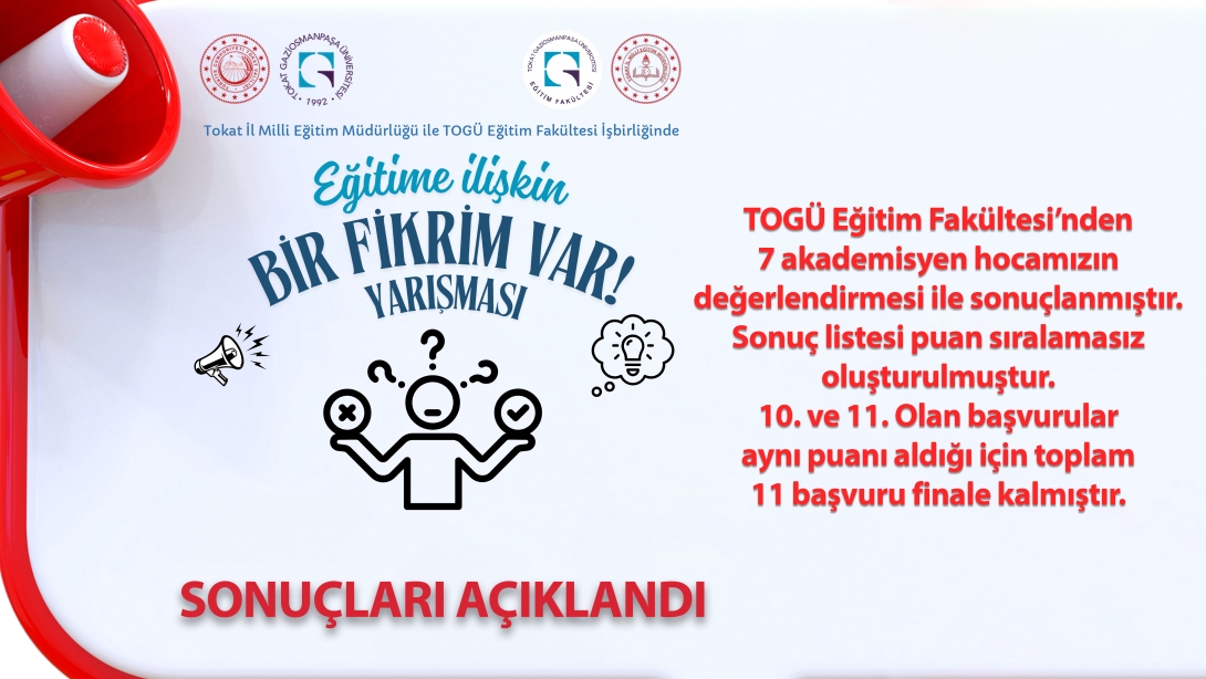 Bir Fikrim Var Yarışması sonuçları açıklandı